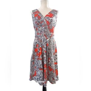 Rabbit Rabbit Rabbit Orange Black Floral Fit and Flare Dress Size 6